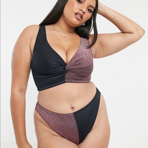 ASOS Curve Other - ASOS curve twist bikini in rib and metallic